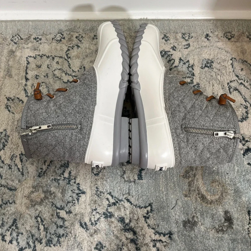 Nautica Wooley Womens Quilted Duck‎ Boots White Grey Size 7 Duck Boots